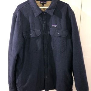 Patagonia heavy flannel, navy blue, size Large